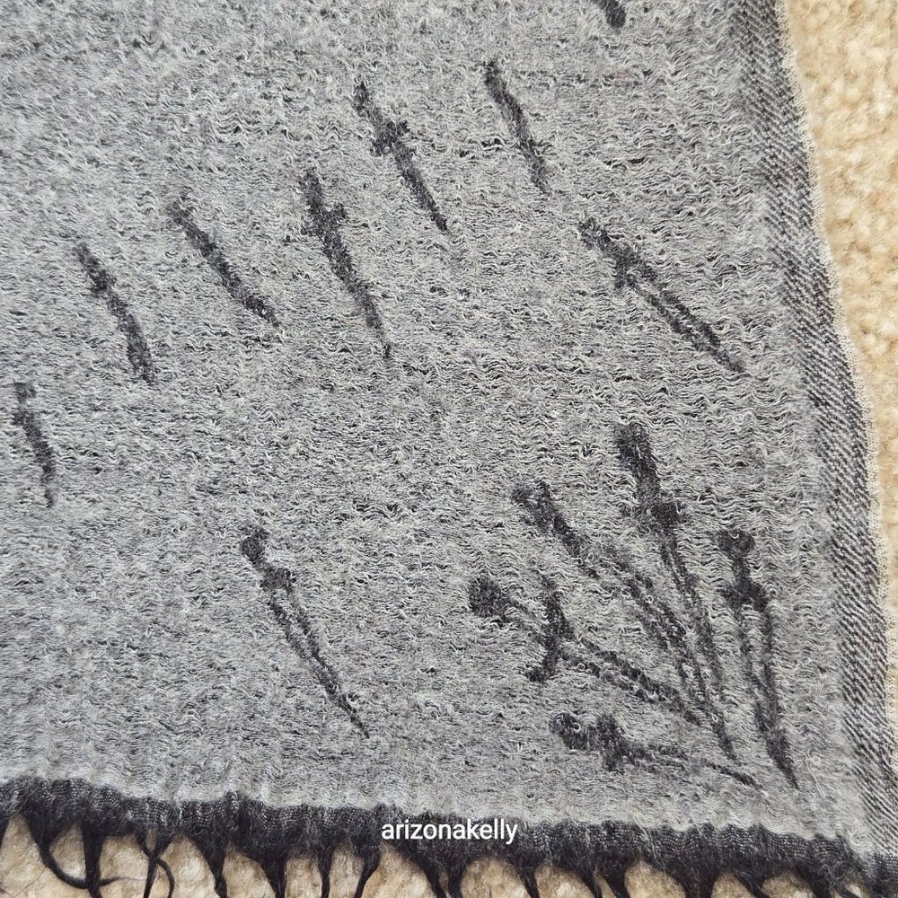 rag & bone Wool Dagger Scarf Reversible Black and Grey - Picture 8 of 13